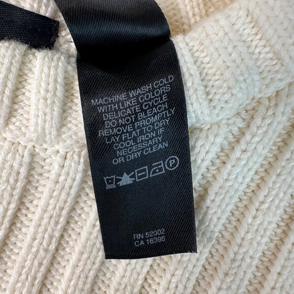 VTG DKNY Jeans Ribbed Knit Sweater L Off White 100% Cotton Japan Preppy Warm EUC - Picture 12 of 13